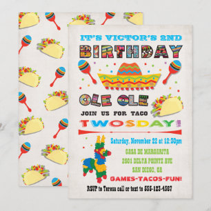 Convite Segundo aniversário mexicano da festa de Twosday