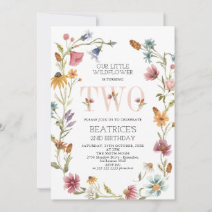Convite Segundo aniversário Multicolor Wildflower Wreath