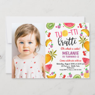 Convite Segundo aniversário multicolorido de fotos frutti 