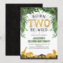 Convite segundo aniversário, Nascer selvagem, Safari Anima
