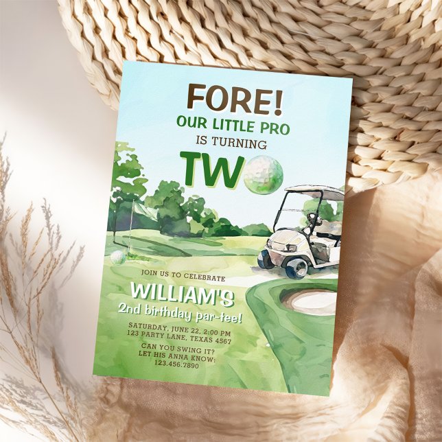 Convite Segundo aniversário Par-tee de Golfe (Criador carregado)