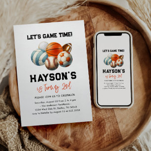 Convite Segundo aniversário para Crianças de Esportes Mode