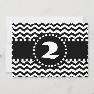 Convite segundo aniversário Party Black and White Zig Zag