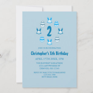 Convite Segundo aniversário Páscoa azul