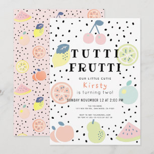 Convite Segundo aniversário Pastel da fruta de Tutti