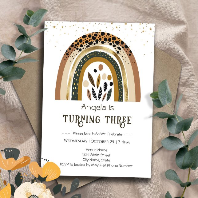 Convite Segundo aniversário Rainbow Boho (Criador carregado)