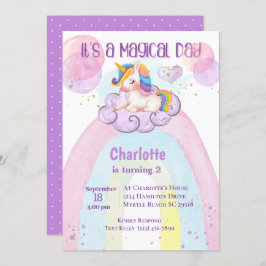 Convite Segundo aniversário Roxo do Unicórnio Roxo