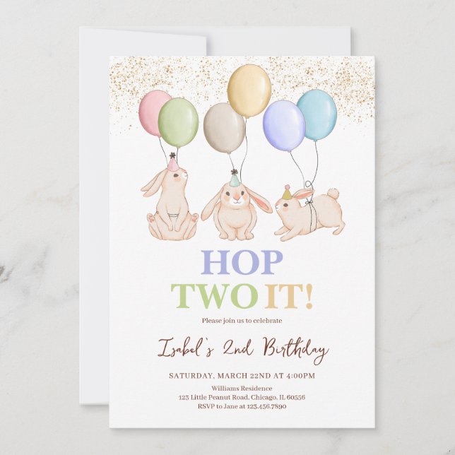 Convite segundo aniversário salto dois de Páscoa (Frente)