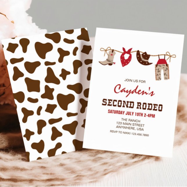 Convite Segundo aniversário SecondRodeo Western Cowboy (Criador carregado)