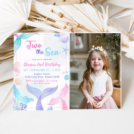 Convite Segundo aniversário Sereia Dois Foto Do Partido Do