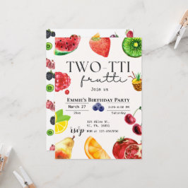 Convite SEGUNDO ANIVERSÁRIO tropical de Verão de Fruta de