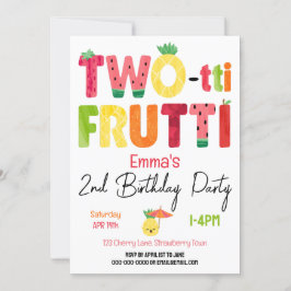 Convite SEGUNDO ANIVERSÁRIO tropical Fruta de duas frutas