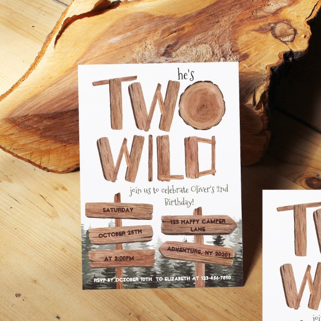 Convite Segundo aniversário Único de Dois Meninos Selvagen (Criador carregado)