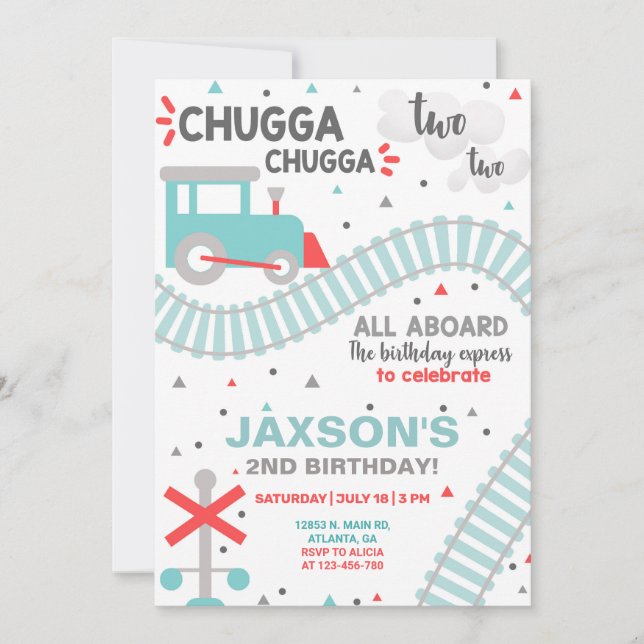 Convite Segundo do segundo aniversário do trem, convite. (Frente)