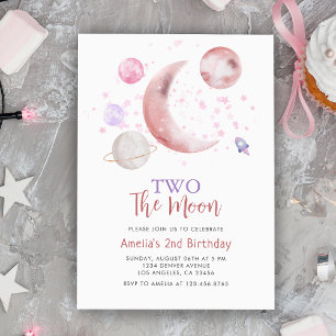 Convite segundo Dois Da Garota De Aniversário Da Lua