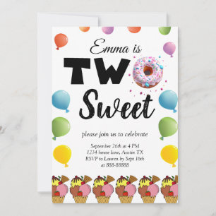 Convite segundo Dois Doce Aniversário do Sorvete de Rosqui