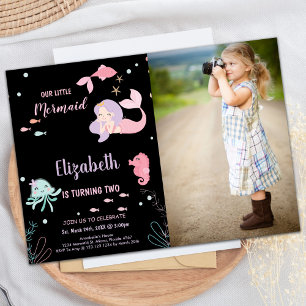 Convite Segundo Fotográfico Nossa Pequena Sereia Rosa Aniv