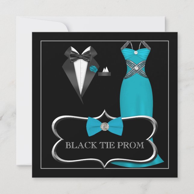 Convite Segundo grau Dança Formal Preto Vermelho (Frente)