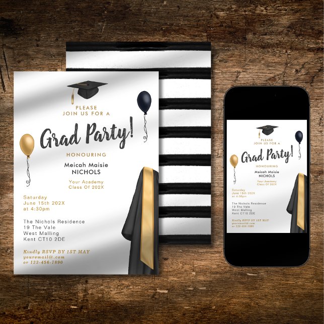 Convite Segundo grau de Graduação Moderna Simples ColIege  (Criador carregado)