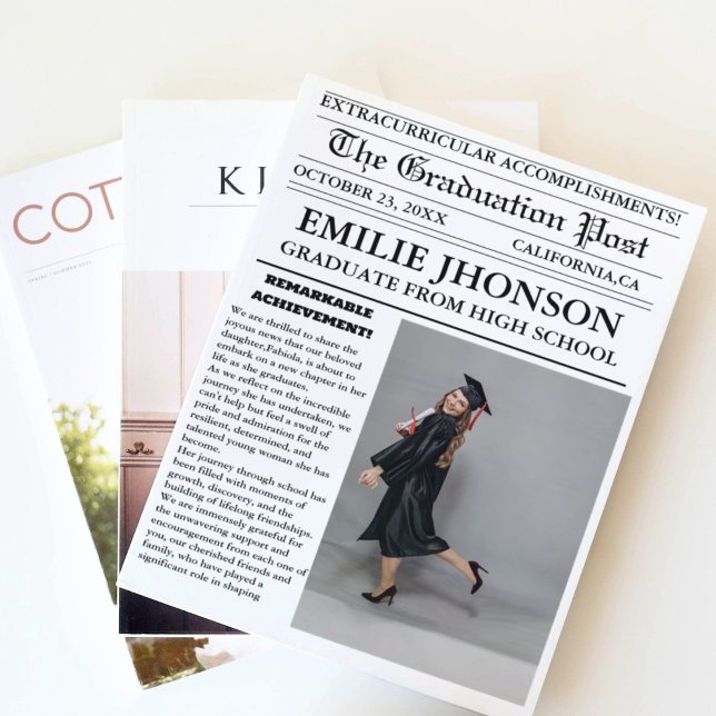 Convite Segundo grau de jornal para graduação moderna (Criador carregado)