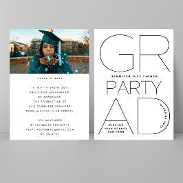 Convite Segundo grau Formando White Black Modern Mínimo