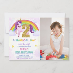 Convite segundo Rainbow Unicorn Birthday Invtions foto