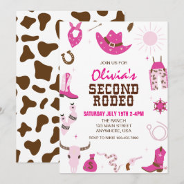 Convite Segundo Rodeio Rosa Quente Ocidental Aniversário d