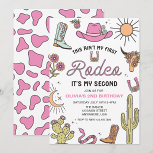 Convite Segundo Rodeio Rosa Western Aniversário de 2 anos