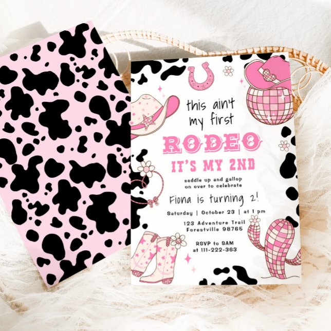 Convite Segundo Rodeo, Festa de aniversário de cowgirl oci (Criador carregado)