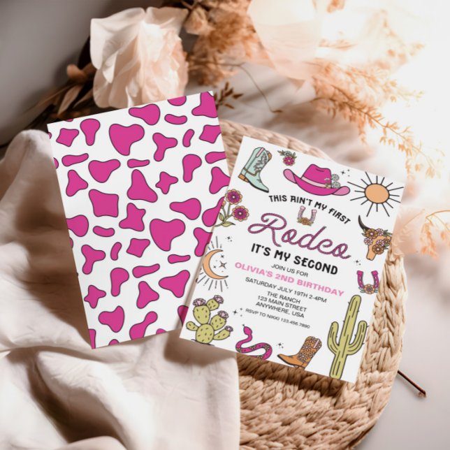 Convite Segundo Rodeo Rosa Ocidental 2º Aniversário (Criador carregado)