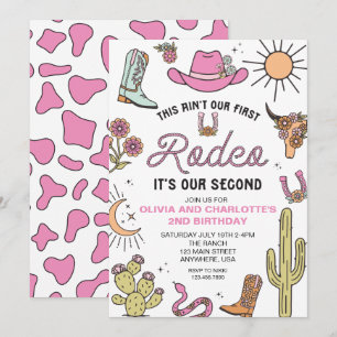 Convite Segundo Rodeo Rosa Ocidental Aniversário de 2 anos