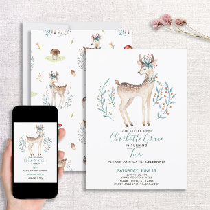 Convite Segundo segundo aniversário do Woodland Forest De