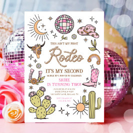 Convite Segundo segundo aniversário Rodeo Disco Cowgirl Re