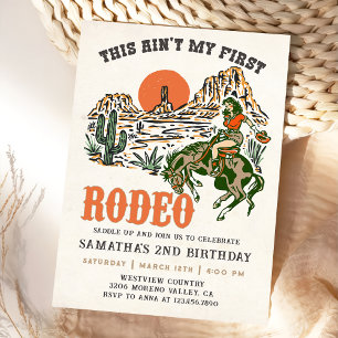 Convite Segundo segundo aniversário Rodeo Western Cowboy