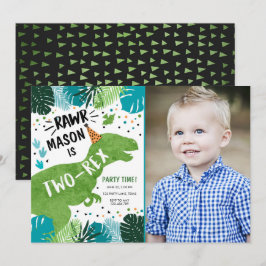 Convite Segundo T-Rex RAWR de dois ridos do Dinossaur no S