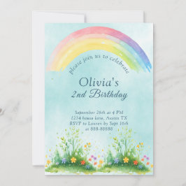 Convite segundo Verão Aquarela Rainbow Blue Sky Aniversári