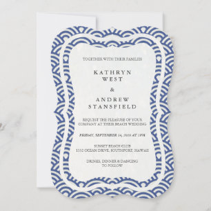 Convite Seigaiha Japonês Ondas De Praia Elegante