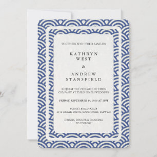 Convite Seigaiha Japonês Ondas De Praia Elegante