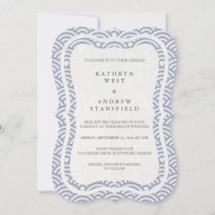 Convite Seigaiha Japonês Ondas De Praia Elegante