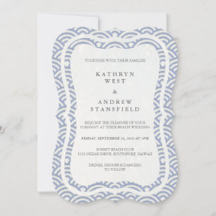 Convite Seigaiha Japonês Ondas De Praia Elegante