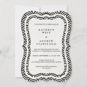 Convite Seigaiha Japonês Ondas De Praia Elegante