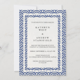 Convite Seigaiha Japonês Ondas De Praia Elegante