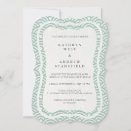 Convite Seigaiha Japonês Ondas De Praia Elegante