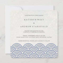 Convite Seigaiha Japonês Ondas De Praia Elegante