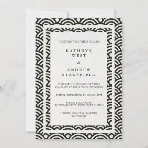 Convite Seigaiha Japonês Ondas De Praia Elegante