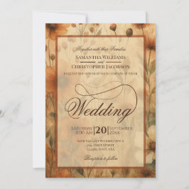 Convite Seinna Boho Wildflowers Fancy Script Wedding