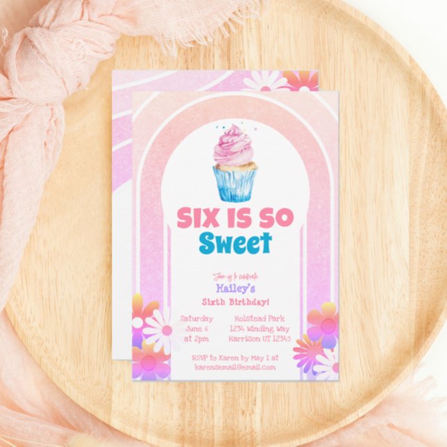 Convite Seis é tão doce Cupcake sexto aniversário (Criador carregado)