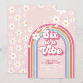 Convite Seis é uma Vibração Aniversário de 6 anos Rainbow