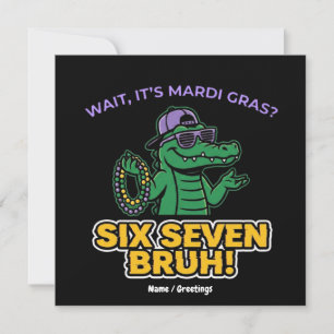 Convite Seis Sete Bruh Mardi Gras Festa do Gator Legal