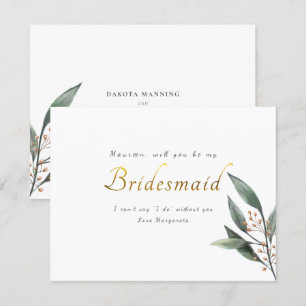 Convite Seja meu guião de ouro de folha de eucalipto.